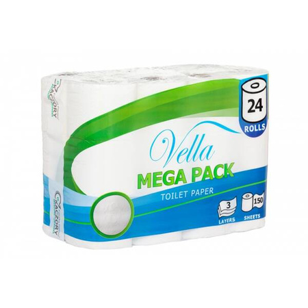 Papier toaletowy VELLA MEGAPACK 24 |150 listków 3 warstwy - 4 x 24 Rolki